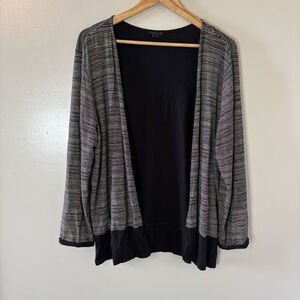 J. Jill Wearever Cardigan Black Stripe Open Front Long Sleeve Travel Sz Large